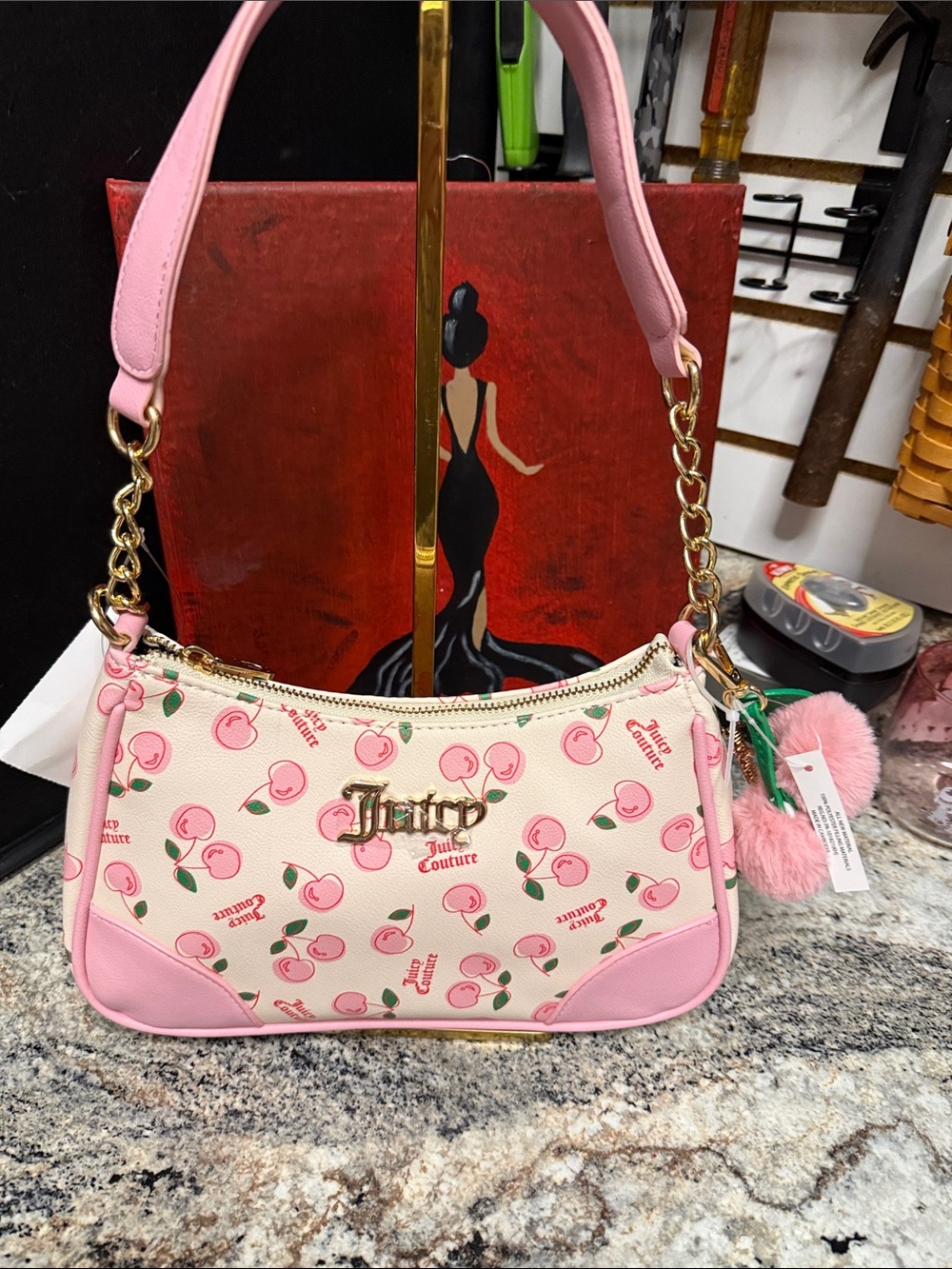 Juicy Couture Pink Cherry Print Shoulder Bag